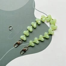 Modieuze, doorschijnende, met kralen versierde telefoonkoord van acryl met perzikmotief, een leuk Valentijnsdagcadeau