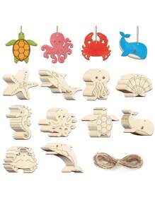 20/10 piezas Manualidades oceánicas Decoraciones de madera en bruto DIY para pintar, decoraciones del hogar y fiestas. Decoraciones colgantes de madera sin terminar para decoraciones temáticas de playa, vacaciones, temática tropical, fiesta hawaiana. Decoraciones colgantes para fiestas, manualidades DIY, proyectos de arte, bodas, cumpleaños, graduación y fiestas temáticas.