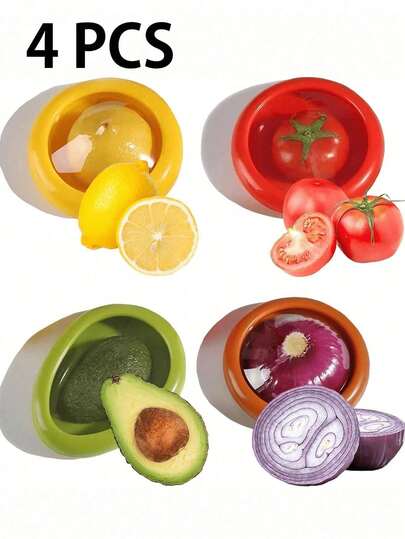 4pcs Vintage Fresh-Keeping Box Set For Fruits And Vegetables - Refrigerator Storage Container With Cover, Food Crisper, And Fruit Keeper - Reusable And Durable Kitchen Accessory For Preserving Freshness Fruit And Vegetable Anti-Oxidation Storage Box