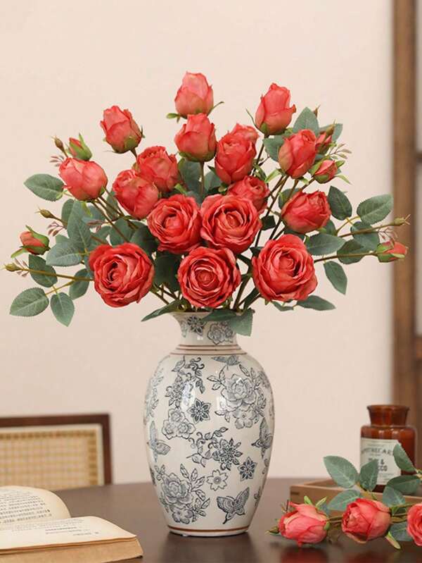 High Quality Simulated Flower, Single 4-Piece Rose, Living Room Entrance Decoration, Floral Arrangement, Fake Flower Decoration, Photography Props