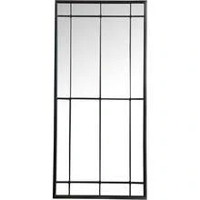 Annetta Rectangular Glass Window Pane Wall Mirror In Black - Black - View 1