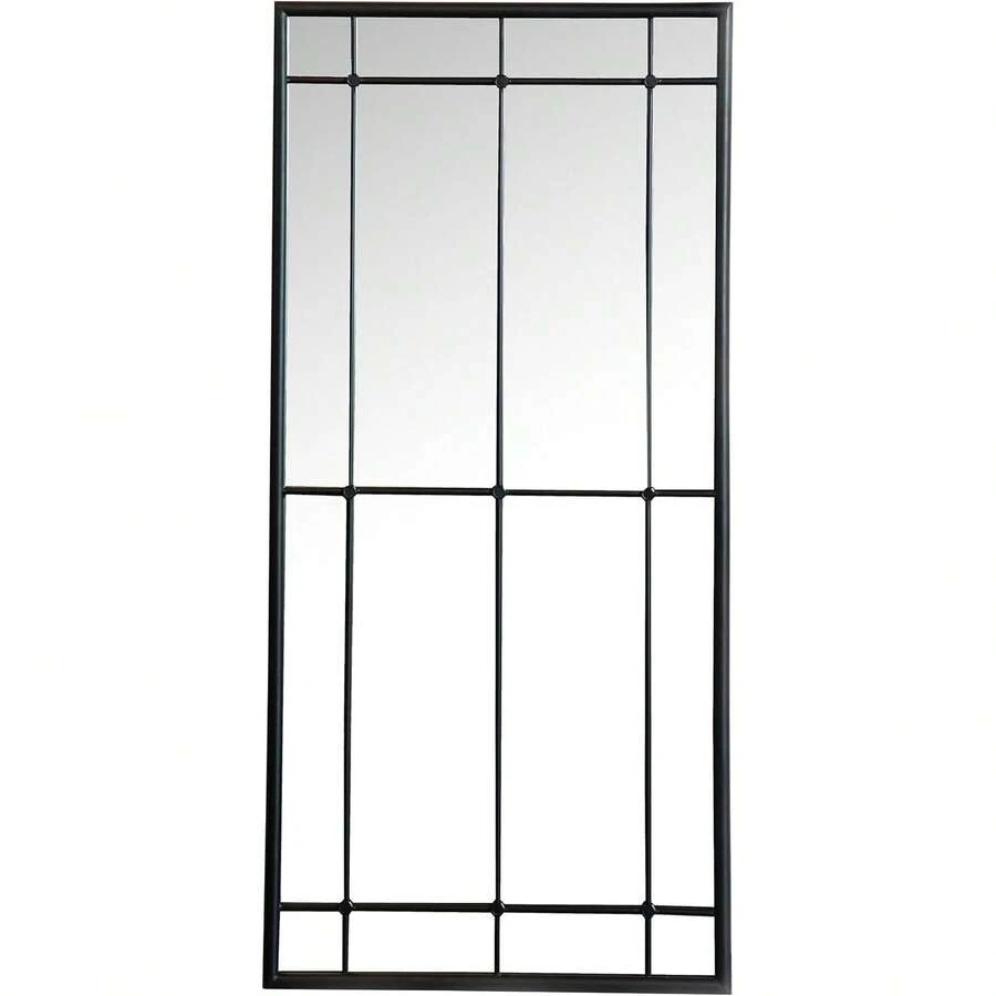 Annetta Rectangular Glass Window Pane Wall Mirror In Black | SHEIN USA