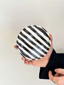 1set Nordic Style Striped Ceramic Cup & Saucer Set, American Style Cylindrical Latte Coffee Cup & Saucer Set, Household Drinking Cup, Exquisite Afternoon Tea Cup & Saucer Set - One Black Ceramic Cup and Saucer Set - View 8