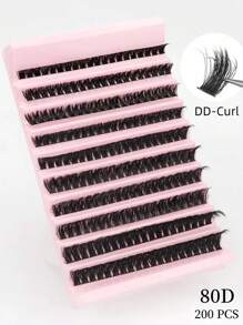 200 Clusters 80D False Eyelashes | DD Curl Fluffy Voluminous Lashes, 4D Sparkling Glam Eyes | European Style Cruelty-Free Mink Extensions | Holiday Gifts, Reusable & Easy Apply