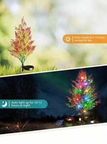 1/2 peças Luzes em Forma de Árvore de Pinheiro Alimentadas por Energia Solar, Decorações Coloridas para Pátio Externo com Estacas de Metal Ajustáveis, Perfeitas para Decoração de Jardim no Natal e Dia dos Namorados, Decorações de Pátio Solares
