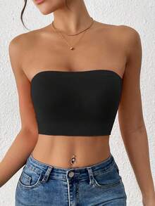 LianShengFa 1pc Seamless Ribbed High Stretch Wireless Yoga Tank Top For Women, Soft, Breathable, Supportive Sports Bra For Fitness, Can Be Worn As Outerwear - Black - View 7