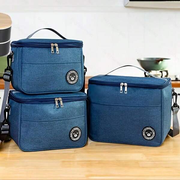 New Portable Lunch Bag Food Thermal Box Waterproof Office Cooler Lunchbox With Shoulder Strap Insulated Case,Large-Capacity Travel Hand-Held Shoulder Strap Insulated Bag, Lunch Box Bag, Student Thickened Waterproof Lunch Bag, Fresh-Keeping Aluminum Foil Picnic Bag