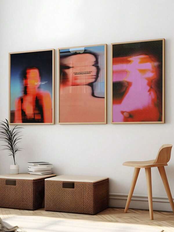 Set Of 3 Print Trance Wall Art, Retro Gradient Posters, 70'S Posters, Nostalgic Prints, Beautiful Wall Decoration Optional Frame ,Wall Art With Frame