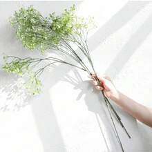 Yastouay 满天星人造花，1 件假白色满天星人造花散装，真实触感人造满天星花束，适用于婚礼花艺布置派对装饰