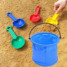 1/2 Mini Folding Beach Bucket - Perfect For Beach And Water Games, Made Of Durable PVC, Versatile For Outdoor Garden Watering, Cleaning, Camping, Traveling, Beach Outings, And Picnics, Available In Random Colors.
