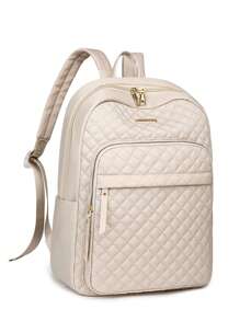 Women's Nylon Solid Quilted Large Capacity Backpack, Versatile Casual Student Travel Commute Bag
