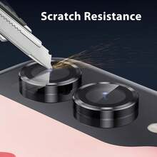 金属镜头玻璃相机保护膜，超高清钢化防刮防震膜，适用于可折叠和旗舰手机 - 兼容 Galaxy S24/S23/S25 Ultra、Z Fold 6/5/4、Flip 5/4、Phone 15/14/16 Pro Max/Plus、A55/A35/A25 系列、后置摄像头光圈保护壳