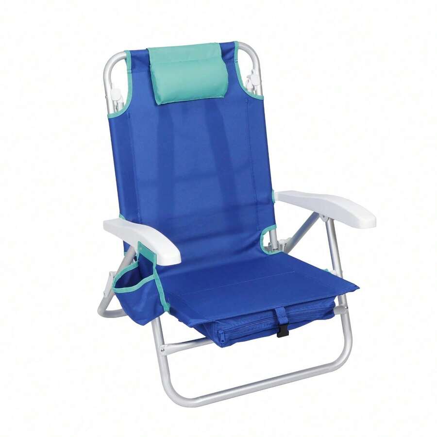 Reclining And Lay Flat Backpack Beach Chair, Blue---- - Blue - View 1