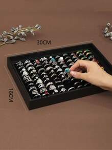 1pc 36/100 Slot Ring Jewelry Box, Covered Earring Jewelry Tray, Ring Jewelry Storage & Display Tray, Simple Velvet Ring Box, Jewelry Box, Earring Jewelry Storage Box, Dust-Proof Jewelry Box Display Case For Women Storage Organizer Travel Essentials Back To School
