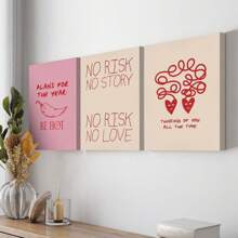 Set da 3 stampe murali, "More Amor Por Favor", sole, citazioni d'amore, design colorato e moderno, in stile massimalista, dipinti su tela, con opzione telaio, regalo