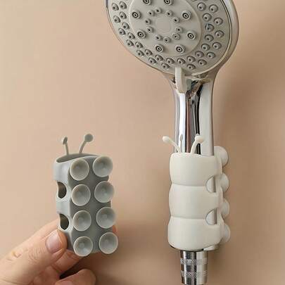 1 件毛毛虫淋浴喷头支架，毛毛虫吸盘淋浴喷头支架，通用无痕可拆卸固定底座，浴室配件，随机高度，可调节，无需钻孔，浴室装饰返校