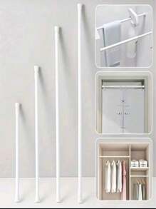 1pc Punch-Free Multi-Functional Telescopic Rod, Simple Installation, Perfect For Bathroom Shower Curtain Rod, Balcony Drying Rod, Wardrobe Hanging Clothes Rod, Door Window Hanging Curtain Rod, Curtain Rod Holder, Bathroom Accessories Home Bathroom Decor Back To School