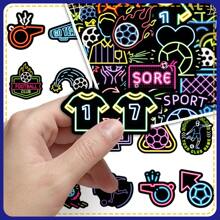 50pcs Minimalist Glow-In-The-Dark Sports Football Graffiti Creative Decorative Mirror, Card, DIY Sticker Room Decor Home Decor Stickers Wall Decor Personalized Wall Stickers