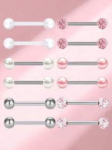 12 件时尚不锈钢球唇环和舌环，适合女性日常佩戴