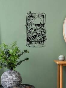 Nghệ thuật treo tường bằng kim loại "Lovers", Đồ trang trí treo tường hình cặp đôi đầu lâu, Đồ trang trí treo tường bằng kim loại cắt bằng laser cho gia đình, phòng ngủ, phòng khách, phòng học, phòng ăn, sân trong - Đồ trang trí thủ công bằng kim loại trong nhà/ngoài trời, Trang trí nhà cửa, Trang trí phòng, Trang trí tường - màu đen - Xem 1