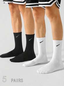 10 pares de calcetines casuales a rayas blancas y negras de estilo callejero unisex, simples y de moda, calcetines transpirables y que absorben la humedad hasta el tobillo para parejas, otoño