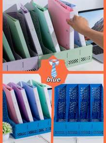 Desktop Organizer Document File Holder Rack, High Capacity Storage For Files, Papers, Stationery Office Supplies