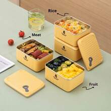 1 件装办公室工作人员保温午餐盒（带袋）、方形微波炉食品储存容器、学生冰箱便当盒