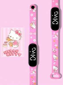 Sanrio 1 pièce Montre numérique étanche pour enfants garçons et filles, à piles sèches, avec motif de chaton de dessin animé LED, convient pour le port quotidien et les cadeaux