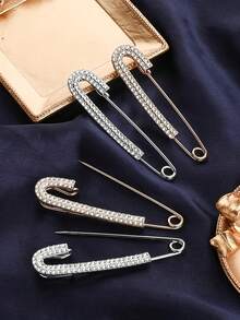 4 Stück elegante Strass Kragen Anstecknadel Dekoration - Oversized, perfektes Accessoire für Damen Strickjacken und Mäntel - einfaches, raffiniertes Design für den täglichen Gebrauch