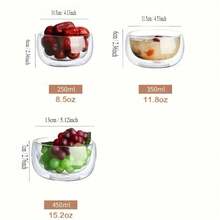 1个双层玻璃碗，水果沙拉碗，酸奶冰淇淋碗，甜点碗，餐碗。适用于家庭厨房、酒店、餐厅等，厨房用品，餐具配件。家庭晚餐使用，学校用品 - 彩色 - 查看 5
