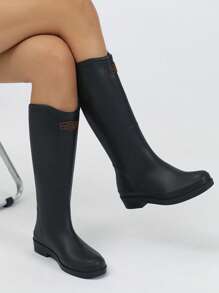 Women Fashion Simple Versatile Tall Rain Boots, Waterproof Anti-Skid Durable Outdoor Shoes, Kitchen Work Rubber Boots