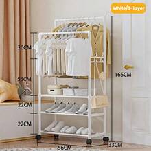 1 件装多功能铁艺置物架，带双排挂钩、鞋架和储物架，可移动且易于组装，适用于客厅、玄关、卧室、书房、办公室，情人节礼物之选。