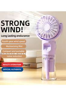 Portable Fan With Mist Humidifier, Mini USB Rechargeable Handheld Fan With Water Spray, 800mAh Battery Desk Fan, Lightweight Handheld Fan - Suitable For Office, Outdoor, Travel And Camping - Stay Cool Anytime! Refreshing Comfort For Indoor And Outdoor Travel, Essential For Summer, Beach Vacation, Back To School, Gifts, Holiday Essentials