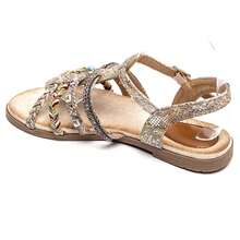 Sandales Plates Bohèmes à Brides Fantaisie Multicolores Et Strass - Snake - View 3