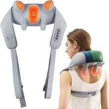 Masajeador de cuello y hombros con calor, inalámbrico, shiatsu 4D de tejido profundo, masaje amasado para cuello, espalda y piernas, regalo para mujeres, hombres, mamá y papá - Negro - Ver 2