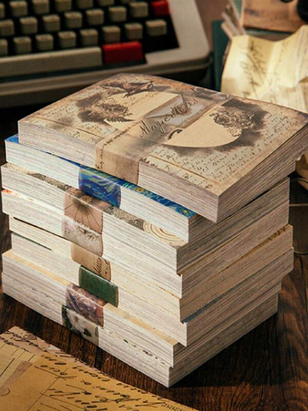 100 piezas/Paquete Papeles vintage para scrapbooking, piezas troqueladas versátiles para decoración DIY de múltiples propósitos, que incluyen 8 diseños adecuados para volver a la escuela, diarios, collages, útiles escolares, volver a la escuela