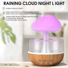 Rechargeable Energy Storage Color Cloud Humidifier, Cloud And Rain Diffuser, Raindrop Aroma Diffuser, 7 LED Lights, Droppable Essential Oil Diffuser, Rain Cloud Night Light, Used For Relaxing Room Decoration, Small Night Light, Sleep Light, Listening To The Sound Of Raindrops, Essential Oil Diffuser, Air Humidifier For Bedroom, Home, And Office