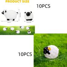 10pcs Mini Resin Sheep Statues Figurines, Cute Ornaments For Indoor/Outdoor Fairy Garden, Landscape Decor, Accessories For Middle East Festivals & Parties (Classic Style)