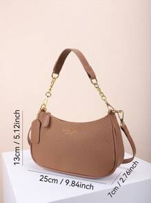 1pc PU Soft Face Shoulder Underarm Bag, Elegant Shoulder Bag, Casual Versatile Texture Chain Crossbody Purse, Solid Color Casual Daily Bag, Suitable For Daily Use - Travel, Work Or Shopping, College Classroom, Commuting, Shopping, Dating, Women's Gift, Business Commute