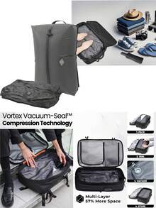 Professional Vacuum Bags For Travel, Reusable Vacuum Compression Bags For Suitcases And Backpack Space Saver Vacuum Bags Lightweight&Durable - Grey - View 5