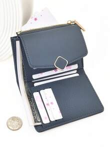 MINGYOU Fashionable Soft Leather Texture Zippered Short Wallet Coin Purse For Women Mini Wallet Purse Wallet Men Wallet Leather Small Wallet Cute Wallet Wallet - Blue - View 3