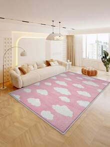 1 件城堡云朵图案地毯 - 色彩鲜艳的卡通云朵设计，防滑，超柔软，易于清洁，可水洗 - 是客厅和卧室装饰的理想之选 - 粉色 - 查看 2