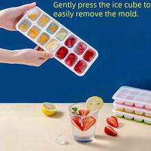 1 件/4 件 14 格带盖冰格冰块托盘，商用冰块储存盒，家用酒吧制冰机模具 - 彩色 - 查看 1