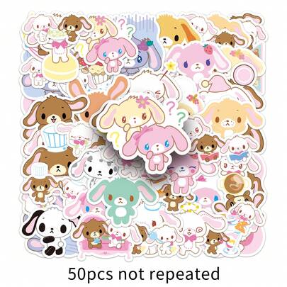  50 PCs Funny Cute Sugarbunnies Sanrio Stickers For Laptops, Water Bottles, Diaries, Suitcases, Cars, Wardrobes And Other DIY Decorative Stickers