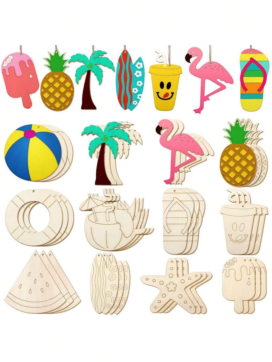 12/6 Stücke unfertige Holzdekorationen, geeignet für Strand, Urlaub, tropische, Malerei Themen, Hawaii Party Deko, Festival Hängeornamente, DIY Basteln, Kunstprojekte, Hochzeit, Geburtstag, Abschlussfeier Dekorationen