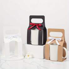 12 个马克杯盒（含 1 卷丝带）适用于礼品，11-12 盎司热升华马克杯礼品包装盒（带手柄设计），热升华马克杯包装礼品盒套装 - 彩色 - 查看 6