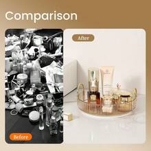 Rotating Makeup Organizer For Vanity, 3 Tier Perfume Skincare Organizers And Storage For Bathroom Countertop, Clear Spinning Counter Cosmetic Holder For Dresser (White) - Amber Gold - View 4