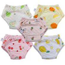 5pcs/Set Newborn Training Pants, Assorted Floral Patterns, Washable Lightweight Summer Potty Training Underwear, Reusable Cloth Diapers, Soft & Breathable, Suitable For Baby Boys And Girls, Essential Baby Item