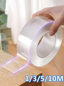 1 Roll Of Double-Sided Multi-Purpose Tape, Daily Clear And Applicable Strong Extensibility Sealing Strip Rubber Sealing Strip, Convenient To Use - Clear - View 2