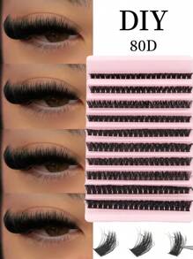 200 Clusters 80D False Eyelashes | DD Curl Fluffy Voluminous Lashes, 4D Sparkling Glam Eyes | European Style Cruelty-Free Mink Extensions | Holiday Gifts, Reusable & Easy Apply